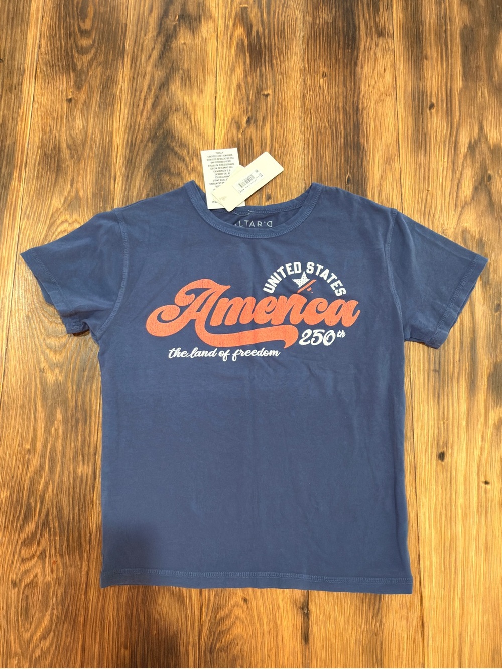 Altar'd State Kids Navy Blue 'America' Graphic Tee with Orange Script